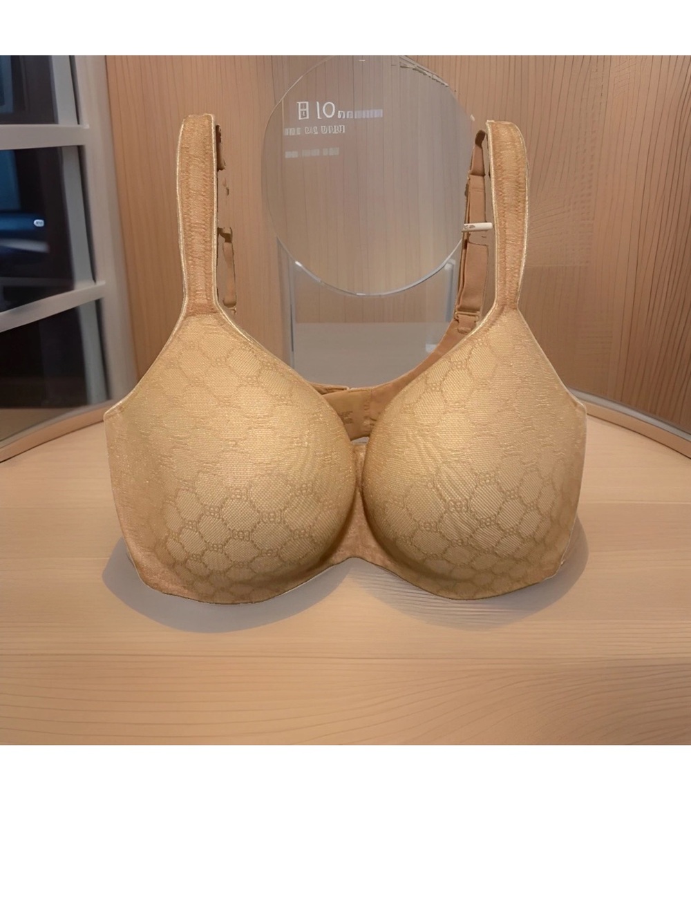 Soma Stunning Support Balconette Underwire Geo Lace Bra 38G Beige